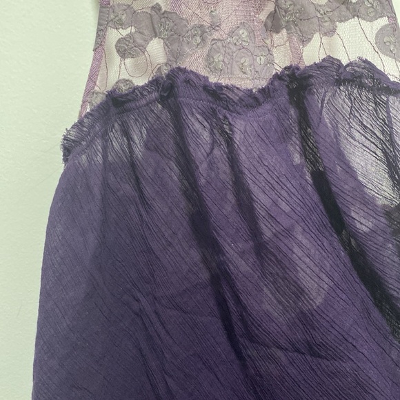 FREE People Purple High Neck Sheer Tunic Boho Flowy Small 🌟 - Picture 3 of 7